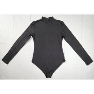 Turtle Mock Neck Long Sleeve Slim Fit Bodysuit Womens Size Small Black